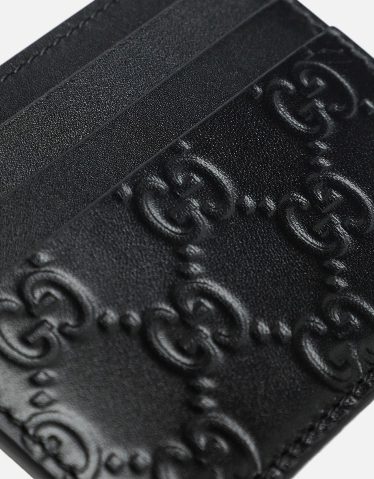 Gucci メンズ ブラック エンボス GG レザー カードホルダー