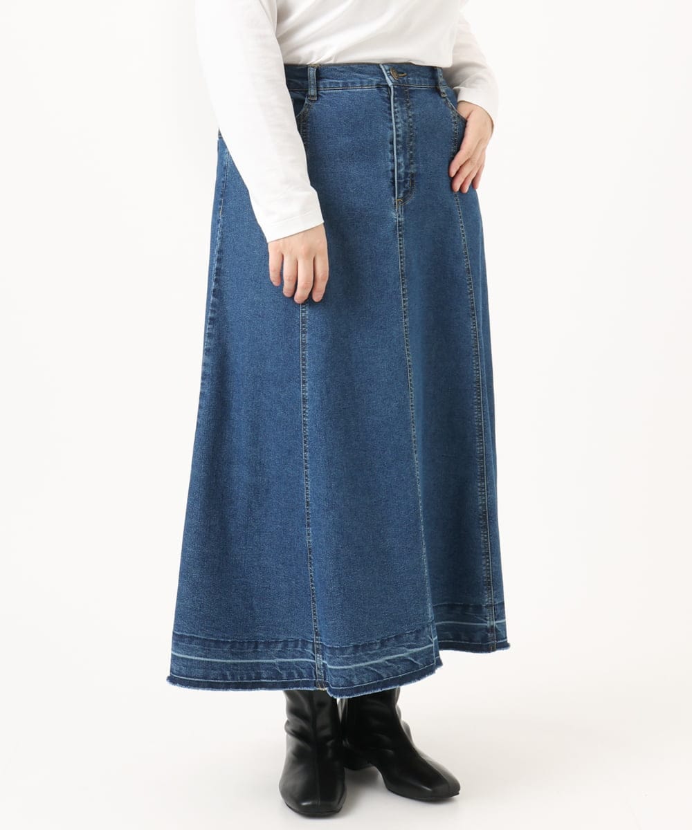 大きいサイズ】ストレッチデニムロングスカート(ロング・マキシ丈