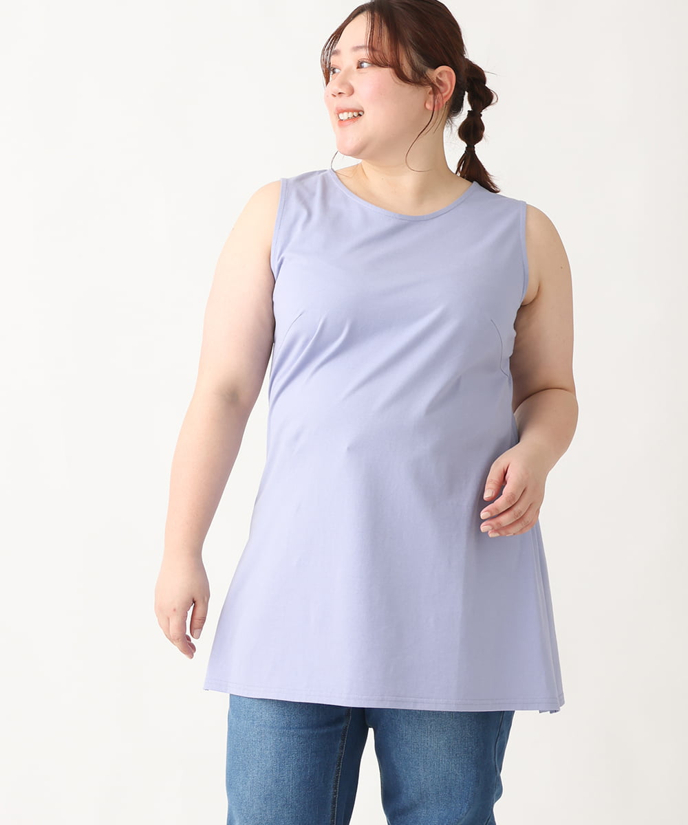 大きいサイズ】コットンロングタンクトップ(タンクトップ