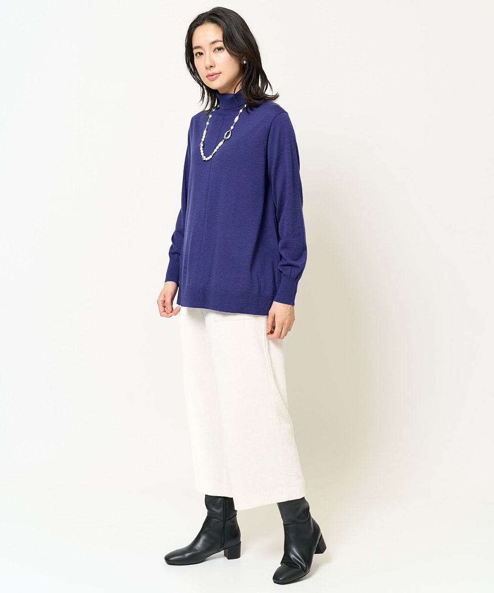 アンサンブル対応]ハイゲージウールタートルネックAラインニット