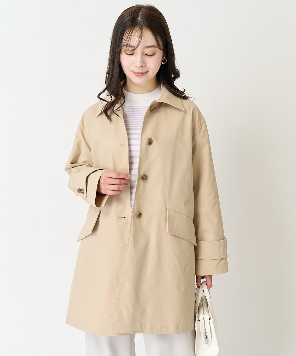 小さいサイズ】ミドル丈ステンカラーコート/洗える(ステンカラーコート