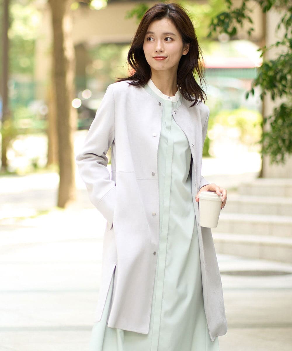 フェイクスウェードノーカラーコート/洗える(ノーカラーコート) | MK