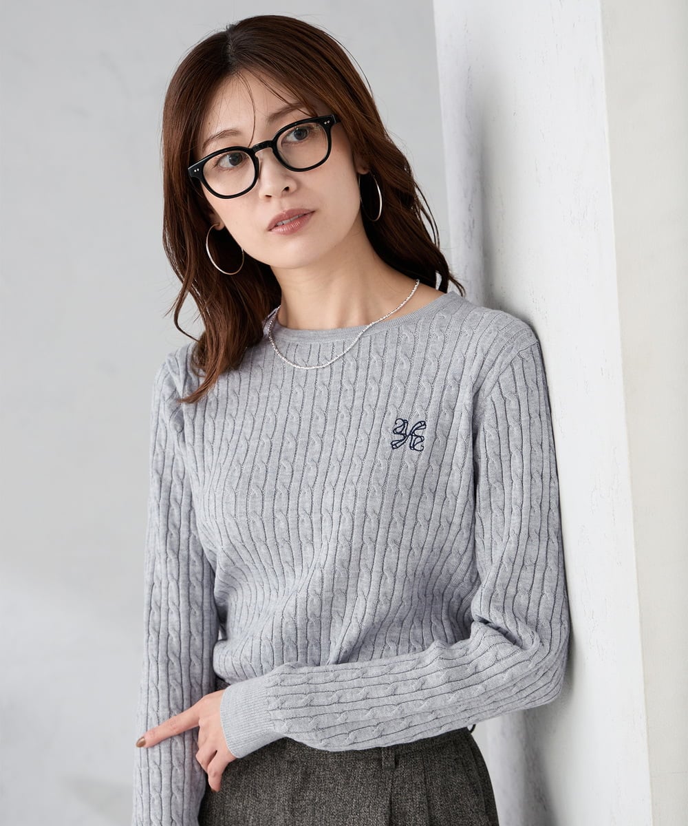 ワンポイント刺繍ケーブルニット(ニット・セーター) | a.v.v(アー