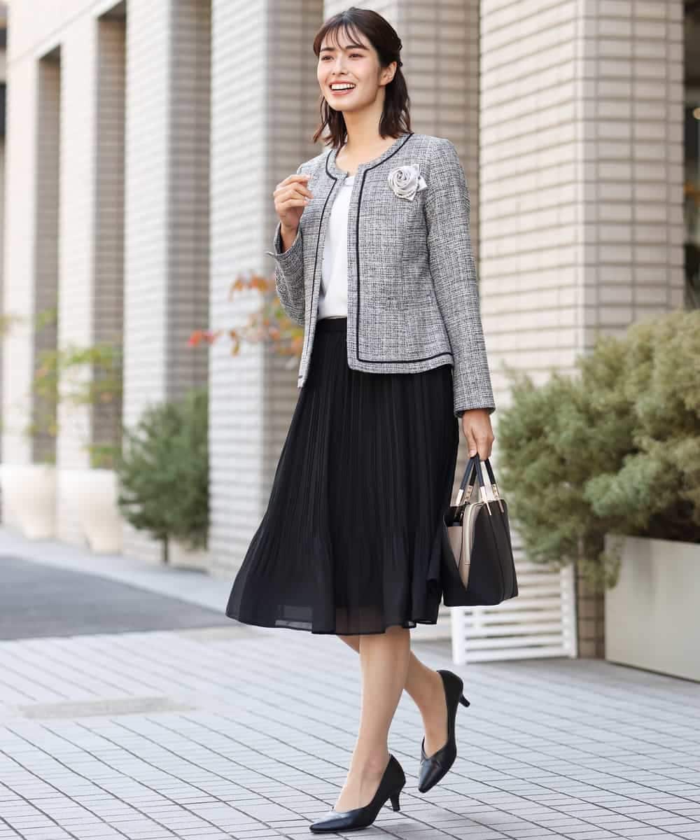 バレンシアガ スーツセットアップ ノーカラー ツイード ロゴボタン