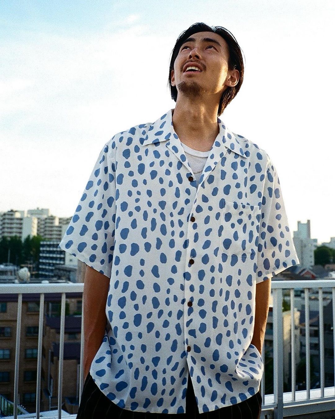 WACKO MARIA/LEOPARD HAWAIIAN SHIRT（BLUE）［レオパードハワイアン