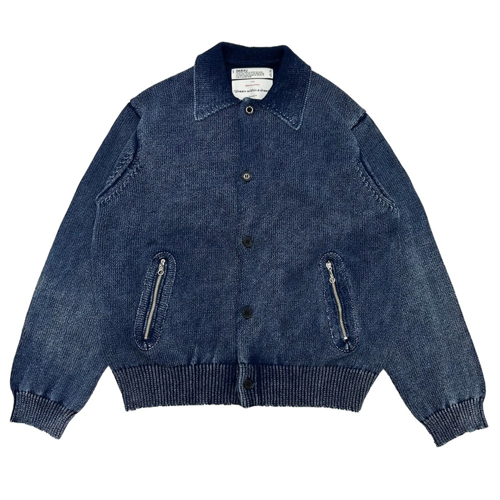 30％OFF】DAIRIKU/Vintage Dyed Knit Jacket（Indigo）［ヴィンテージ