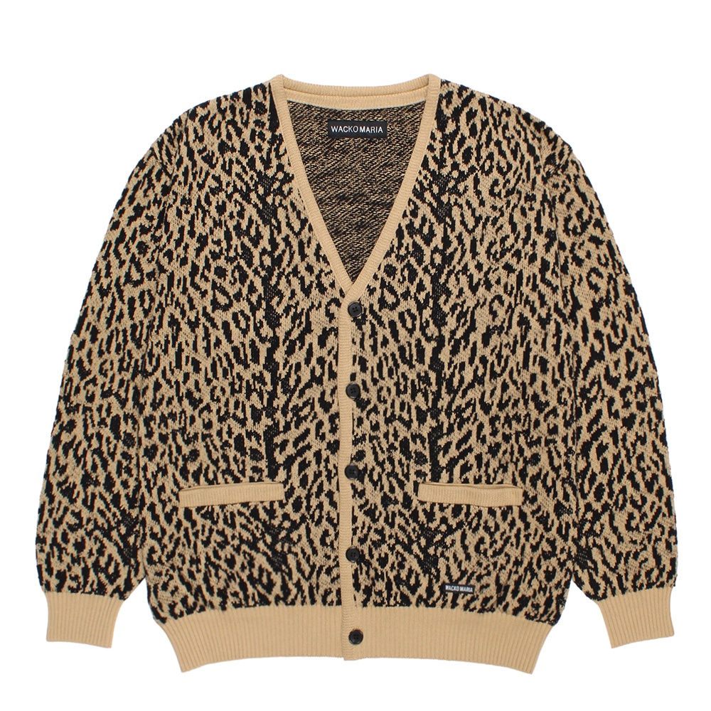 WACKO MARIA/LEOPARD JACQUARD KNIT CARDIGAN（LIGHT BROWN