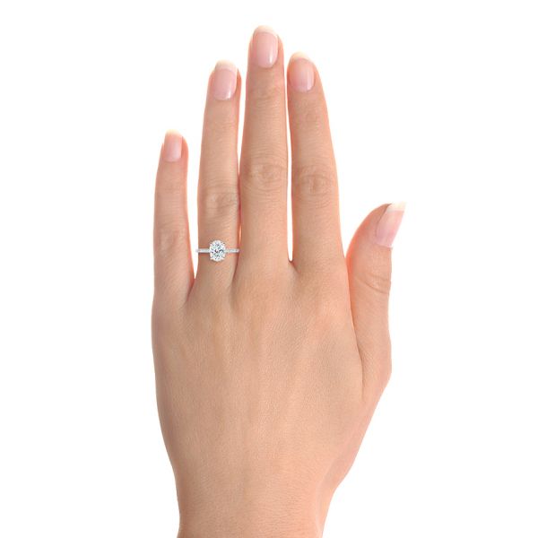 Hand Engraved Oval Diamond Solitaire Engagement Ring #105490