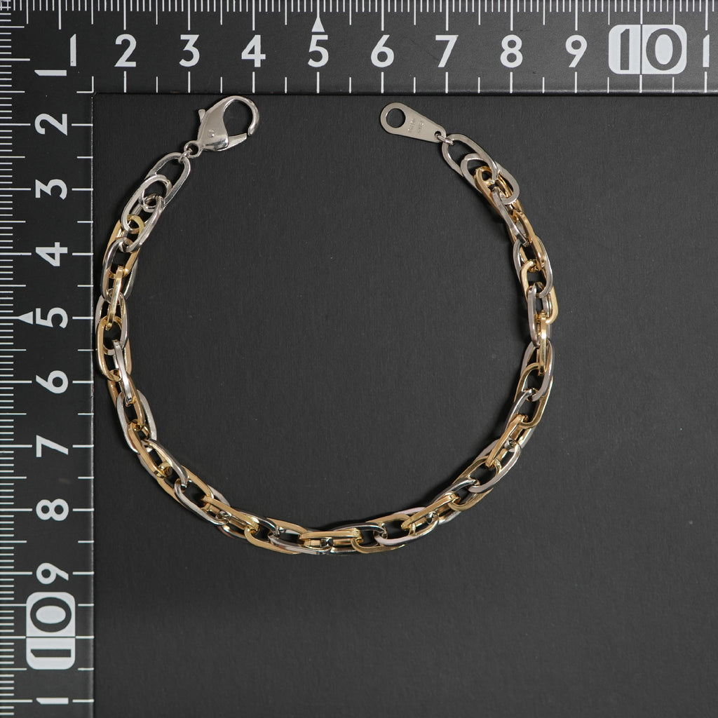 ダブルチェーン ブレスレット K18 Pt850 コンビ 幅4.7mm 1.0角線 19cm