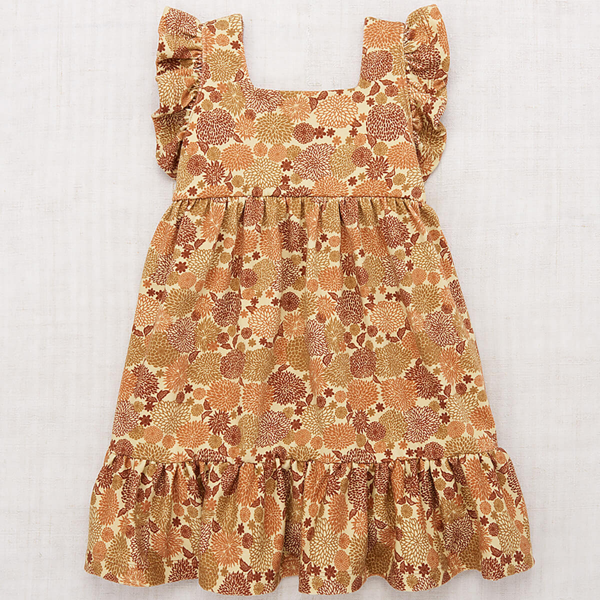 Ruffle Sleeve Dress in Acorn Crysanthemum by Misha & Puff – Junior