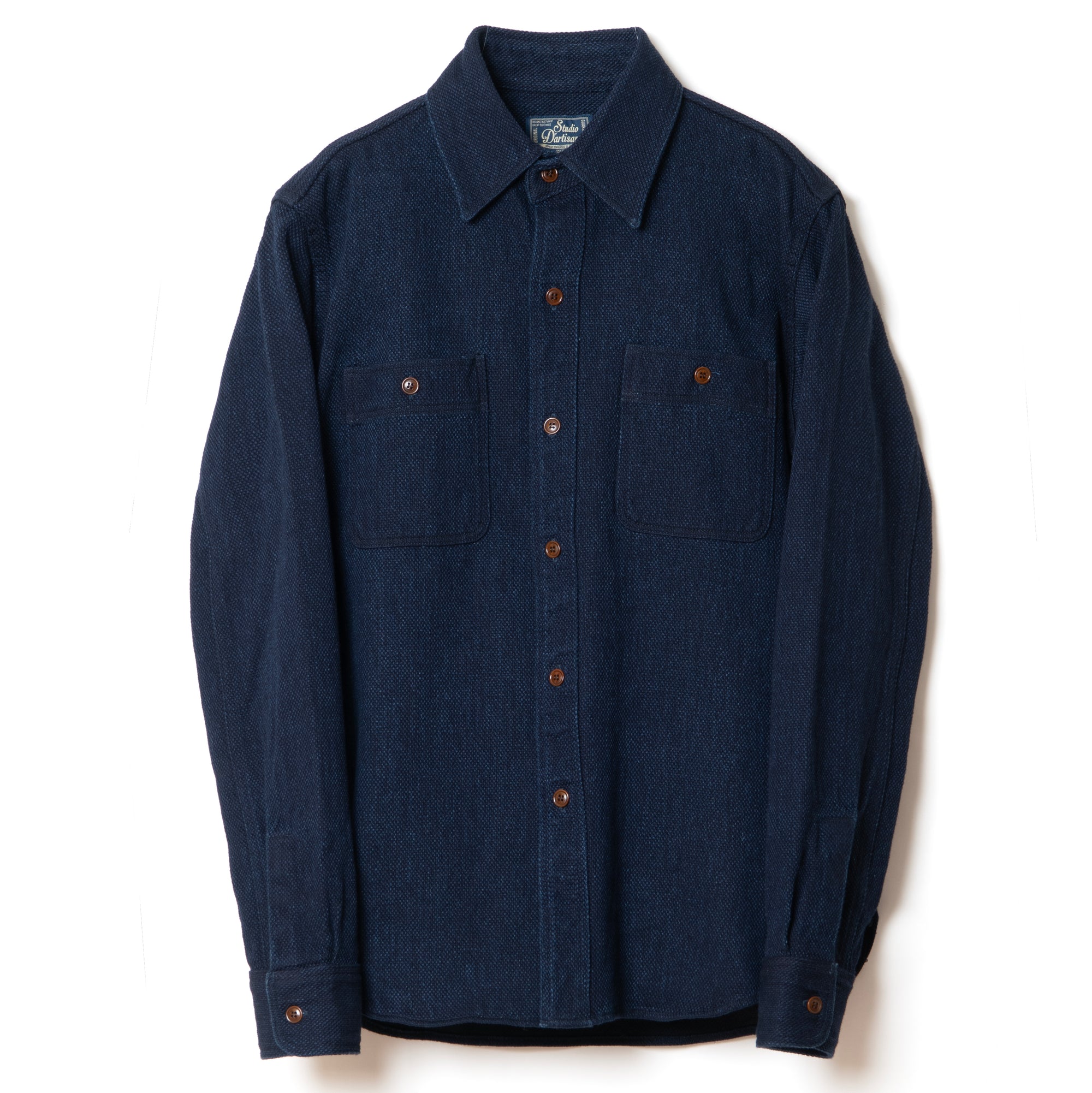 Studio D'Artisan Indigo Sashiko Work Shirt - Okayama Denim