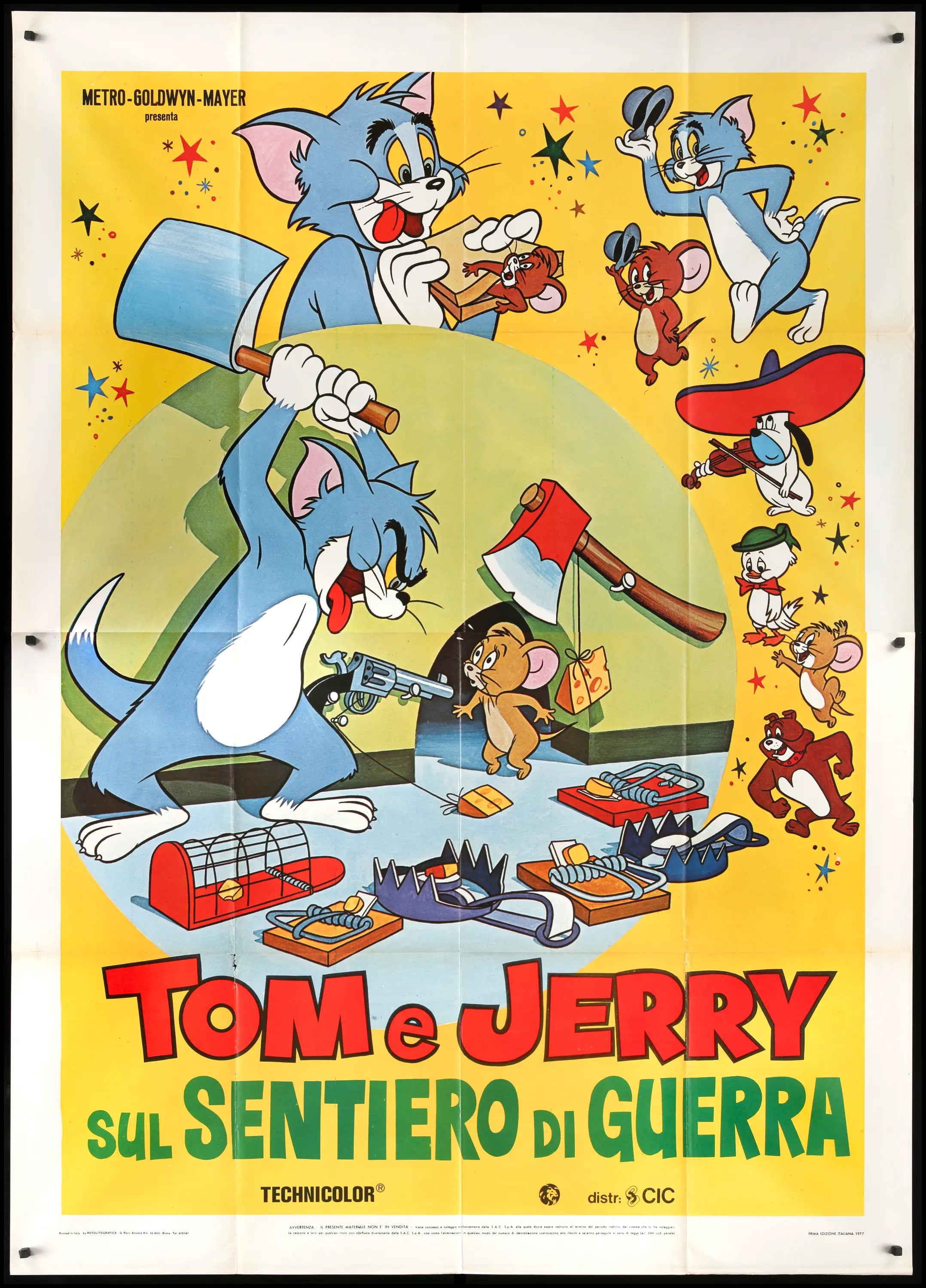 Tom e Jerry Sul Sentiero Di Guerra (1961) Italian 4 Fogli Movie