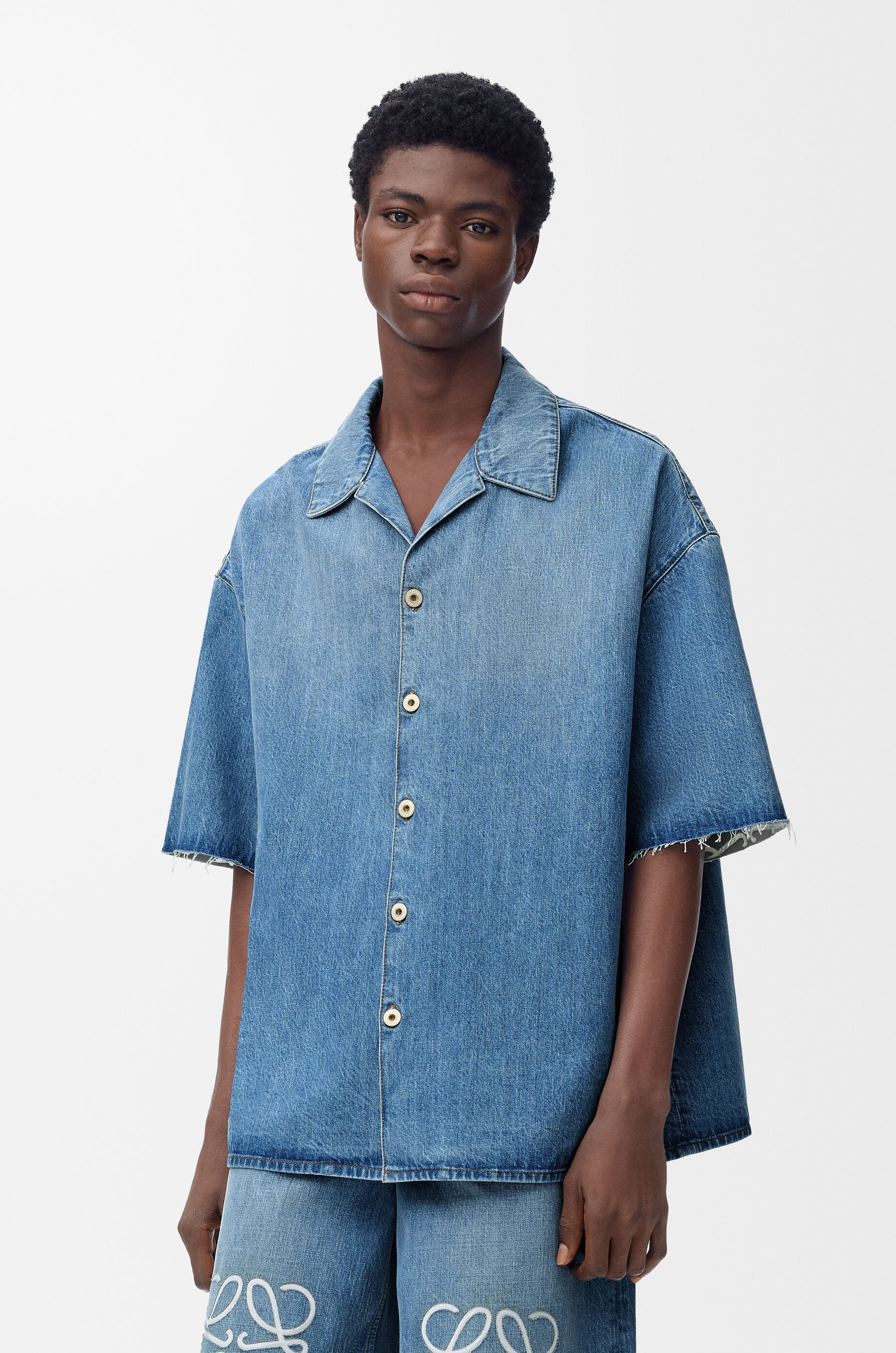 Anagram short sleeve shirt in denim Blue - LOEWE