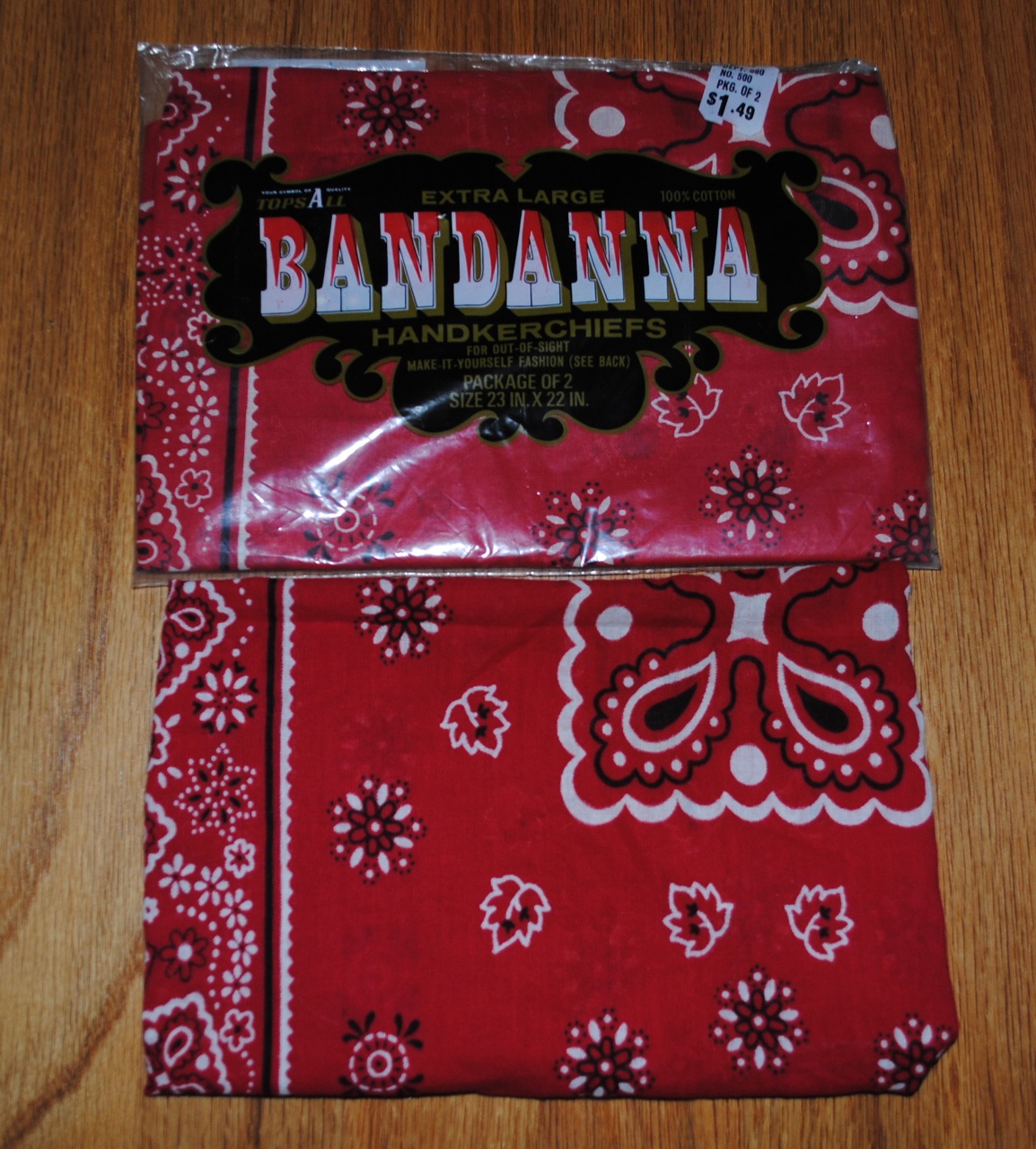 デッドストック 未開封クッキー柄 バンダナ2枚パッケージ | ロング