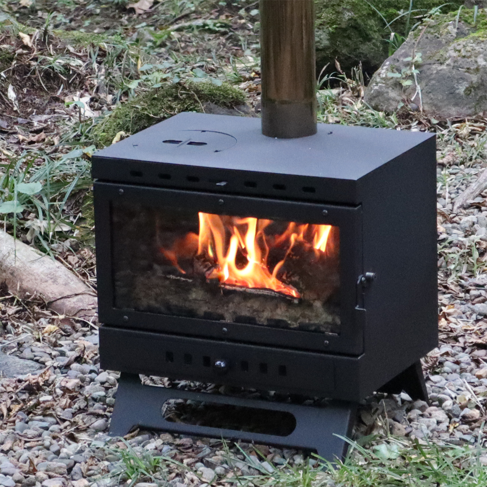 ワイドウィンドウ付きハンディー型薪ストーブ 煙突付き LF-HOS030