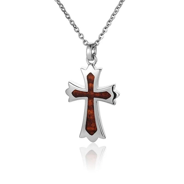 Sterling Silver Koa Wood Cross Pendant18