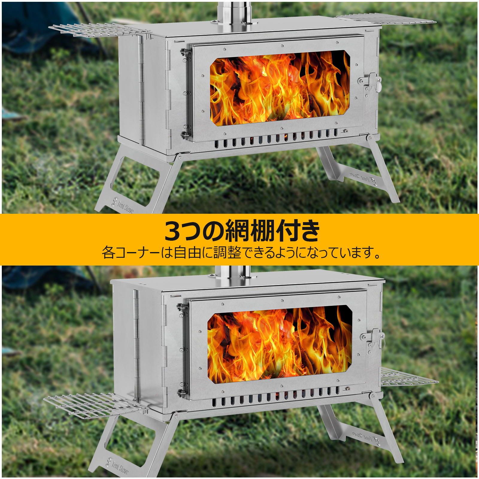 Litake 薪ストーブ キャンプ 折りたたみ 薪ストーブ 小型 オーブン