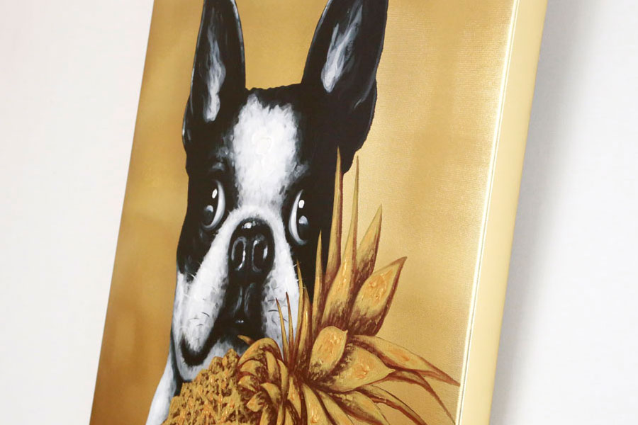 ドッグウィズパイナップル 80x80cm アート - アート・インテリア絵画の