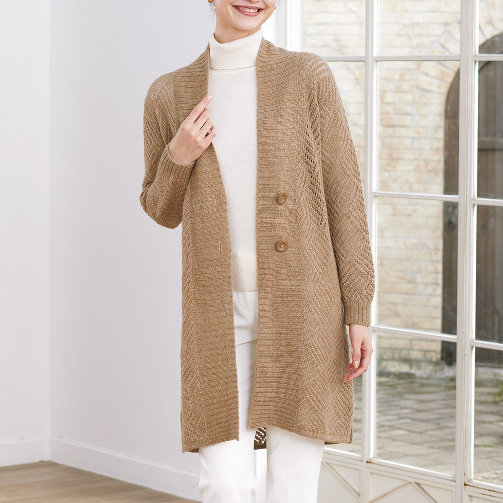 アルパ社 アルパカ混レース調ニットカーディガン | ライトアップ