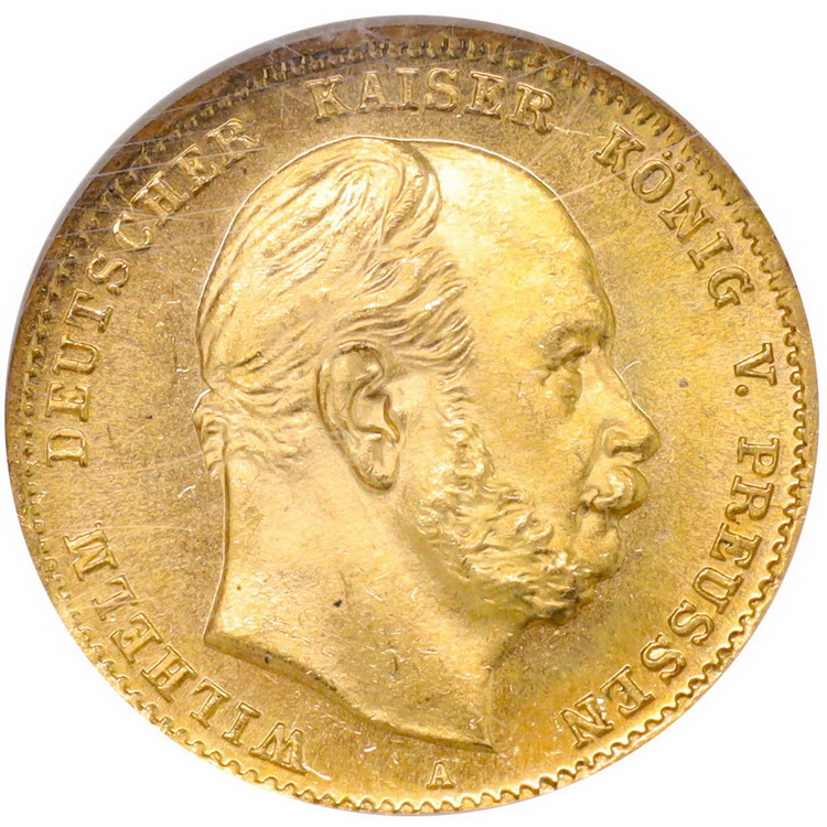 ドイツ プロイセン 1873年A 10マルク 金貨 ヴィルヘルム1世 NGC MS66