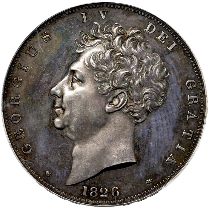 イギリス1826年クラウン プルーフ銀貨 ジョージ4世 美麗トーン 発行150