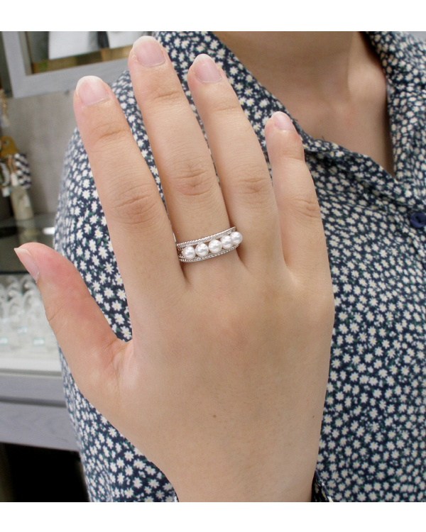 あこや本真珠 Ptベビーパールリング（指輪）3.5～4mm 静岡県三島市