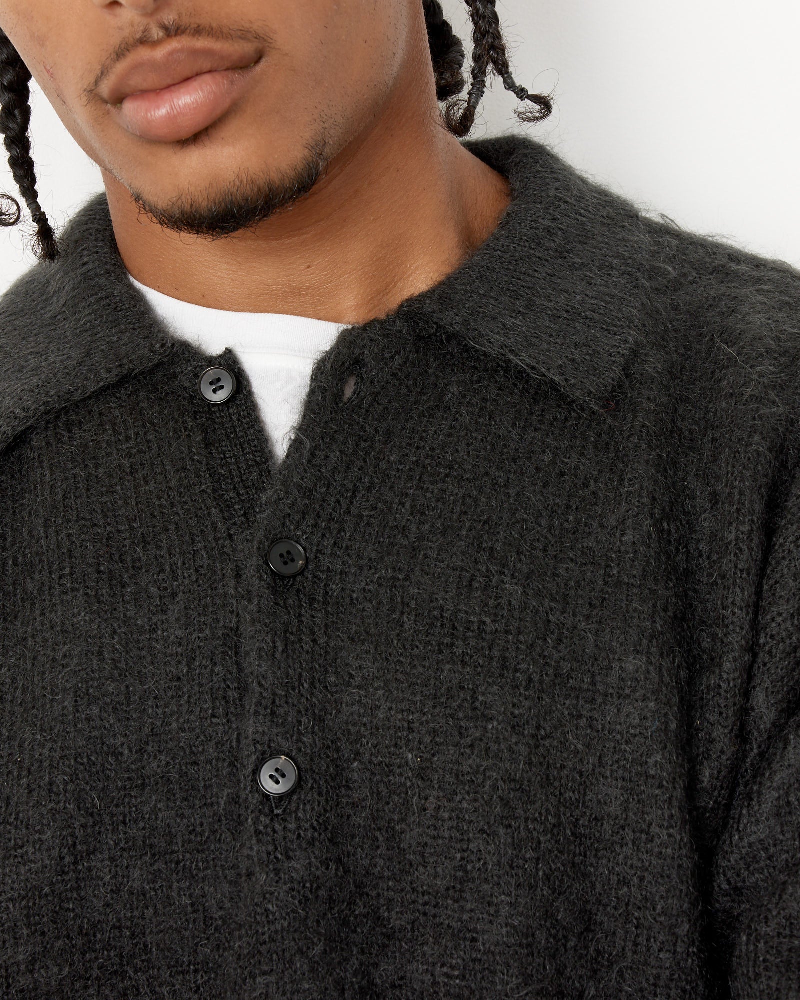 Brushed Mohair Knit Polo