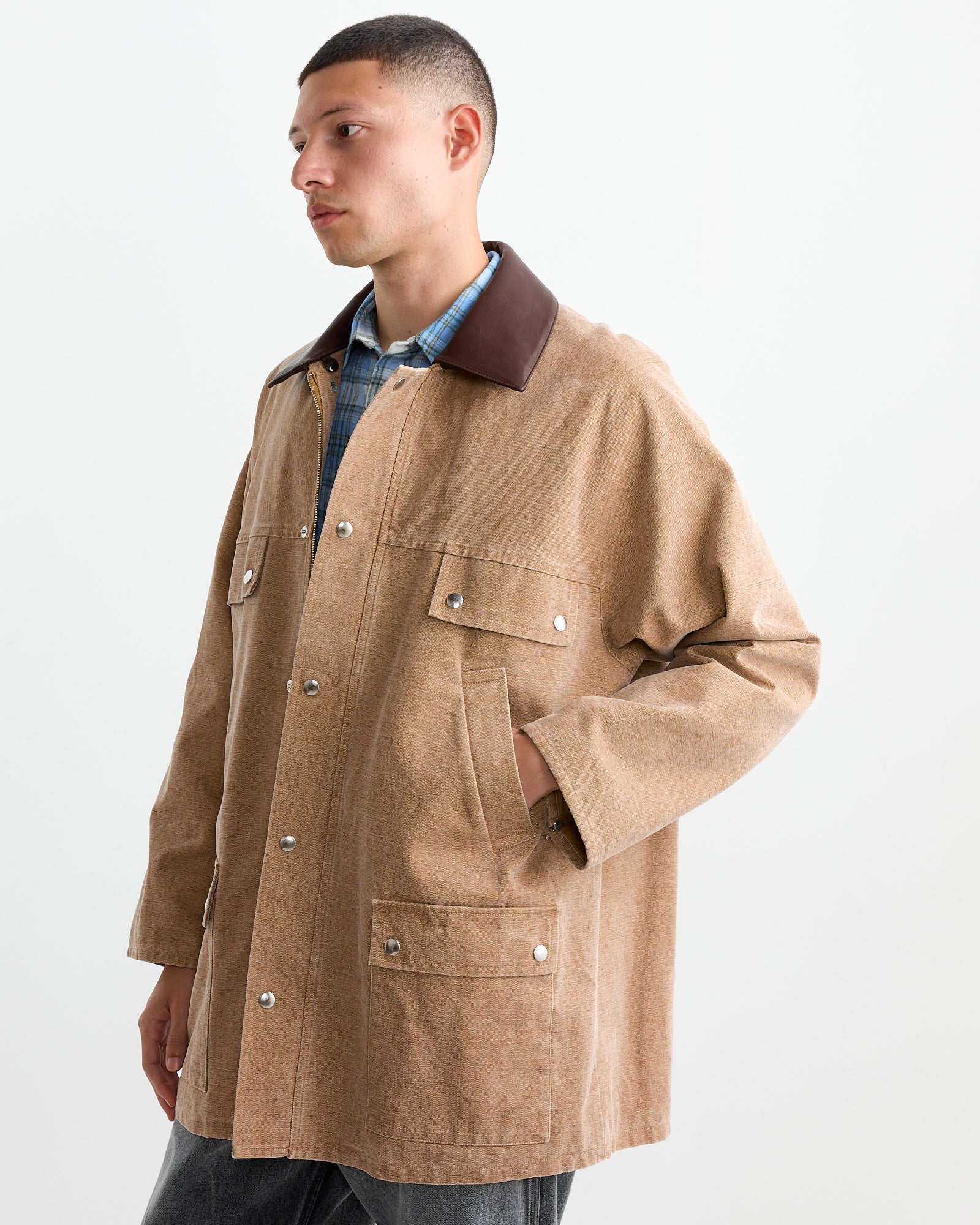 Canvas Hunting Blouson in Light Brown