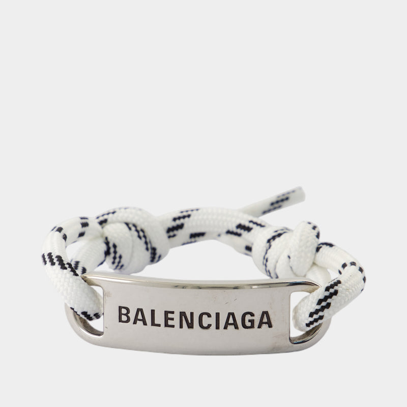 Plate Bracelet - Balenciaga - Metal - Silver/White