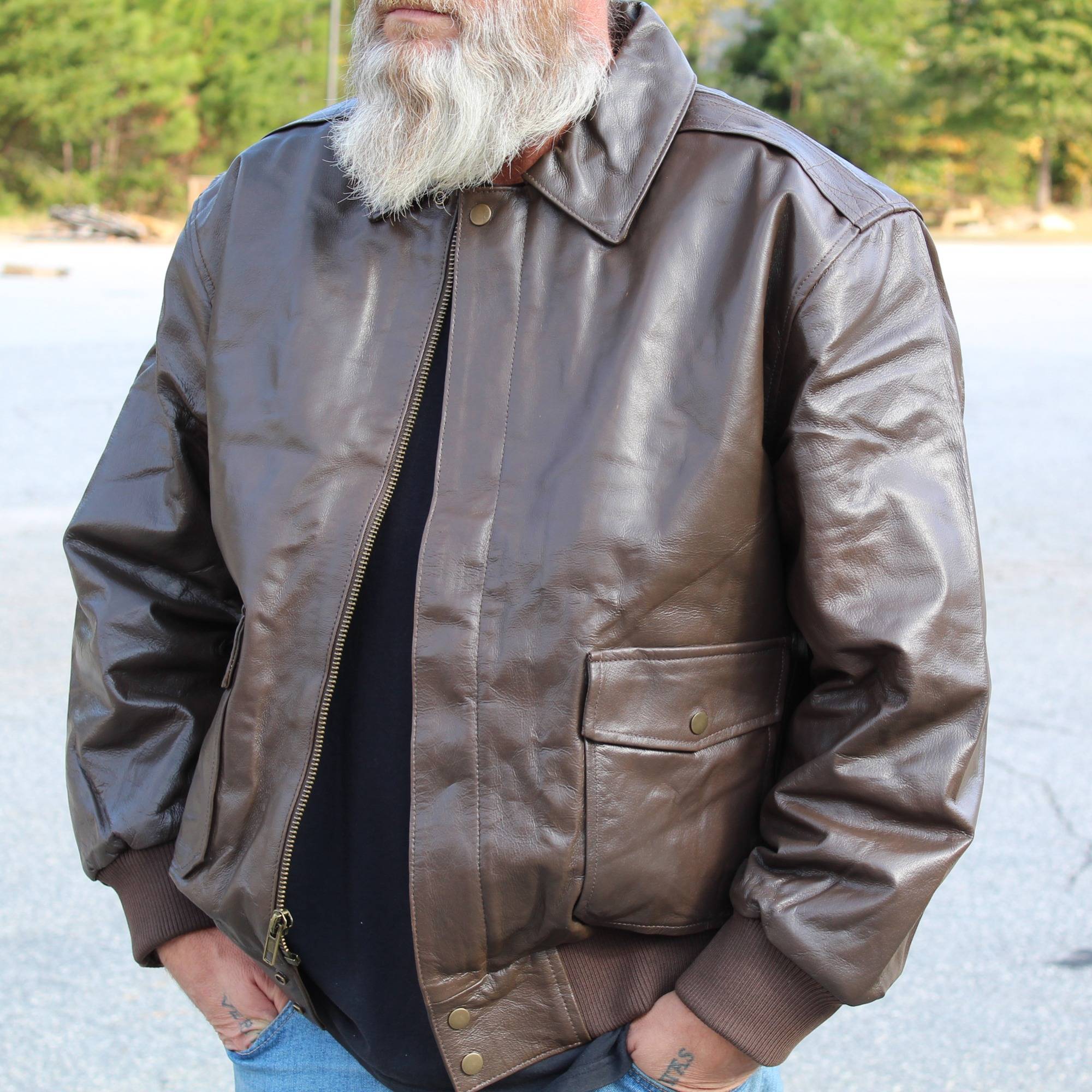 A-2 Aviation Brown Nappa Leather Bomber Jacket