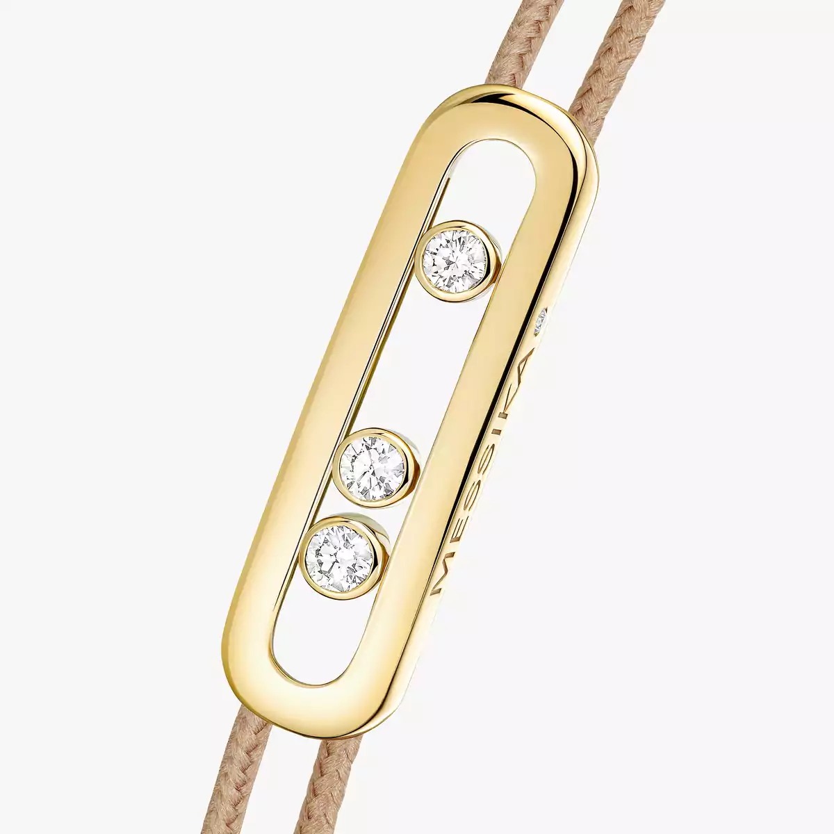 MESSIKA CARE(s) Diamond Beige Cord Bracelet in Yellow Gold