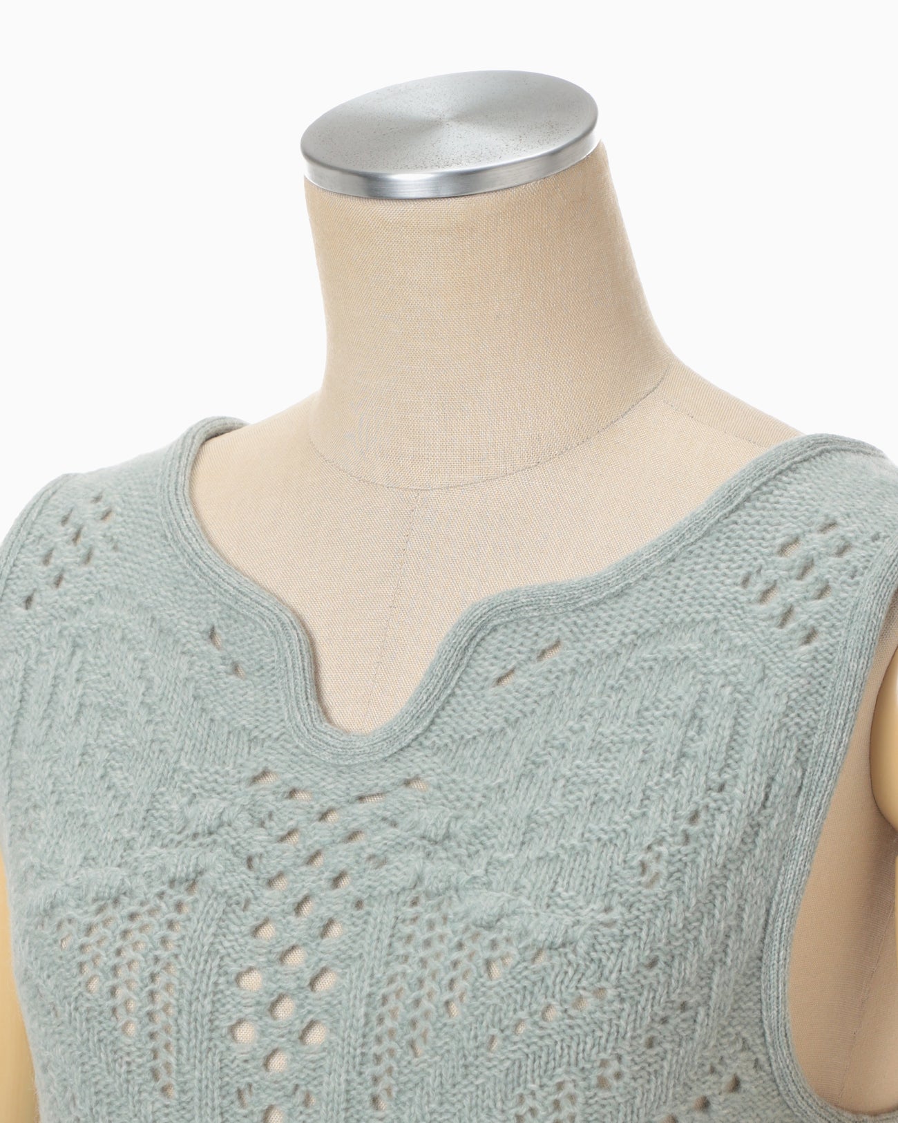 Multi Pattern Low Gauge Knitted Sleeveless Top - light blue - Mame