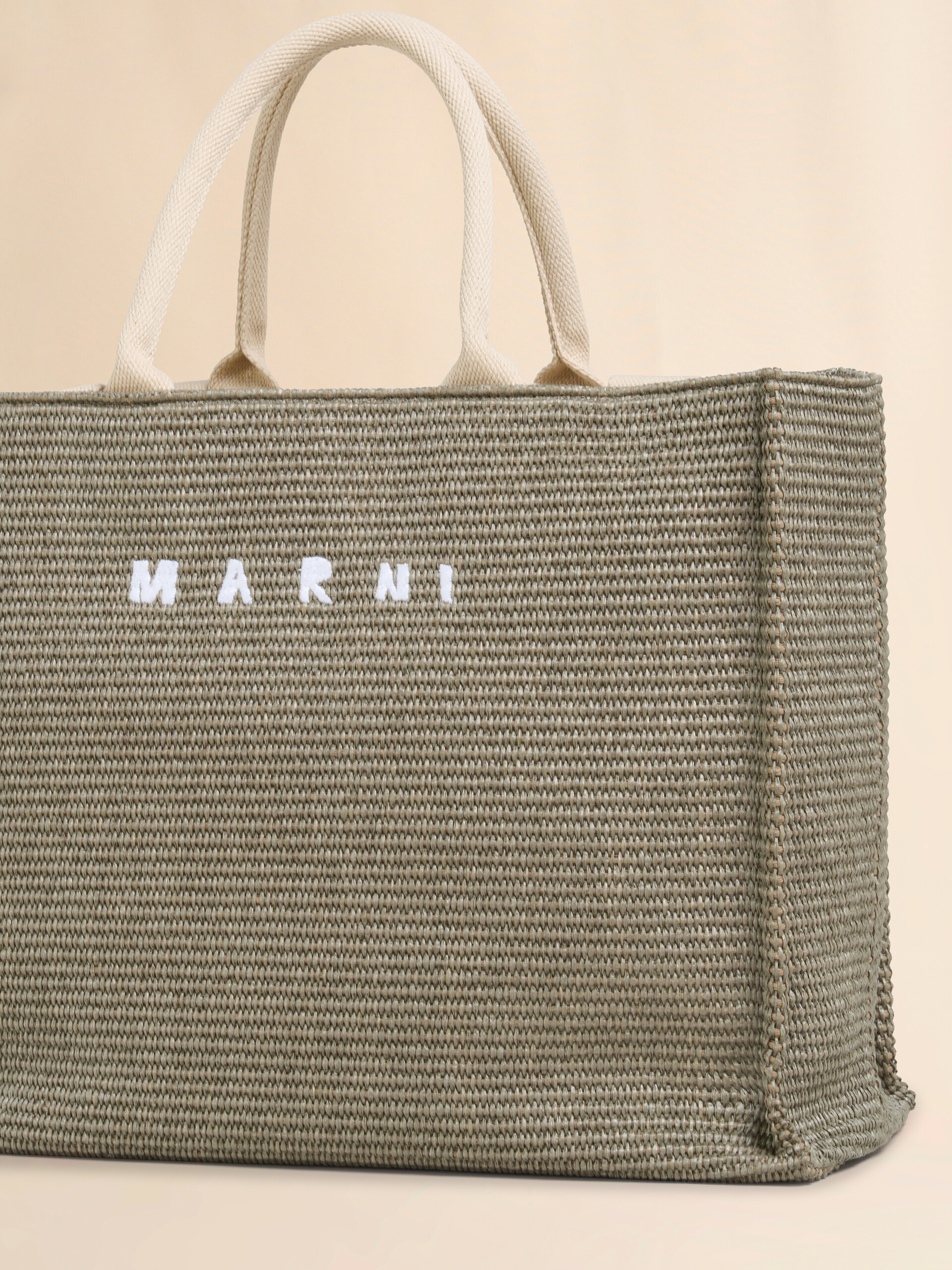 Green raffia-effect Large Tote Bag | Marni
