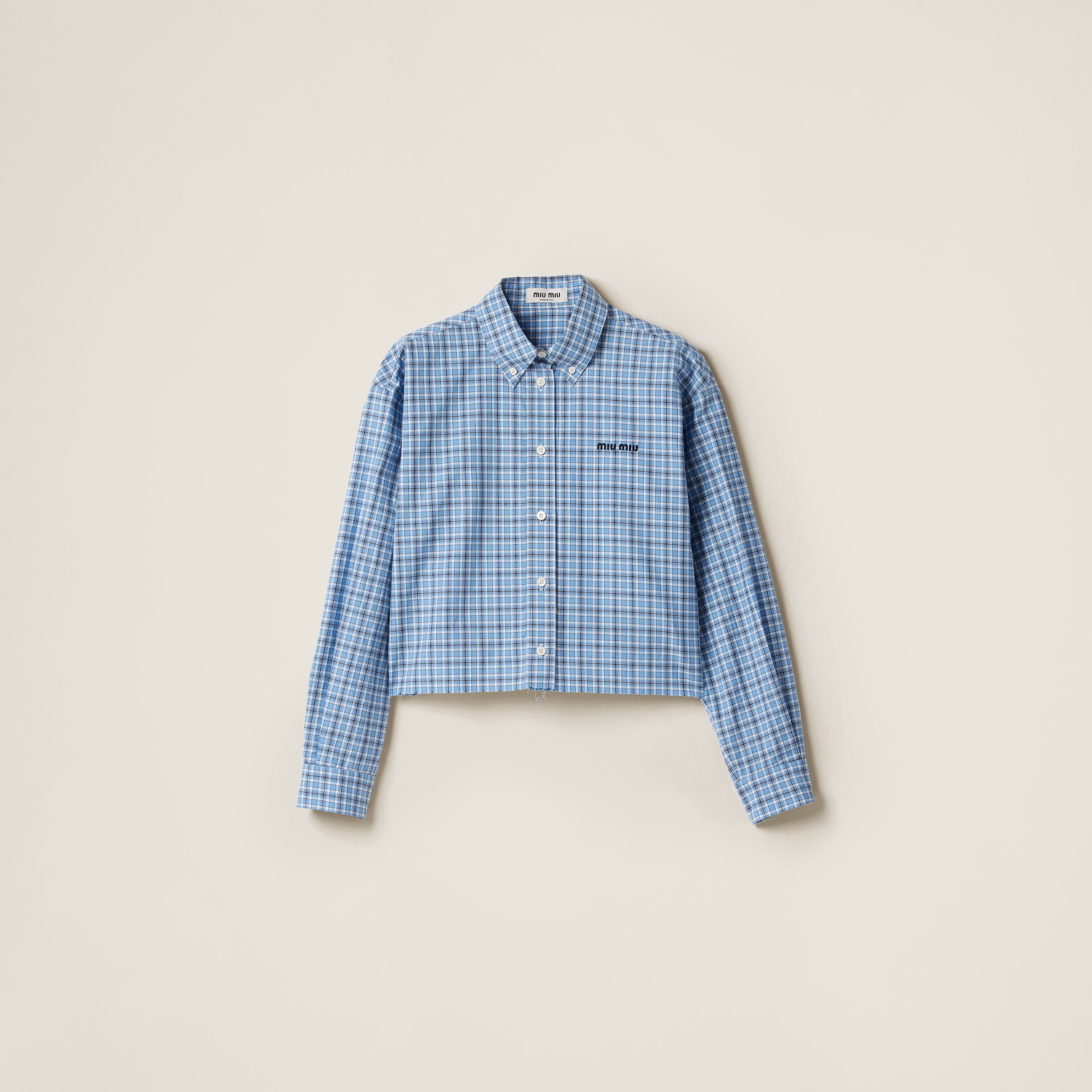 Lightblue / Blue Checked Poplin Shirt | Miu Miu