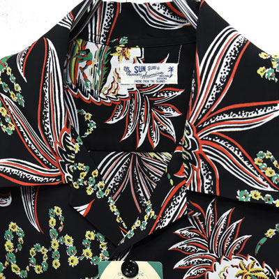 SUNSURF(サンサーフ)レーヨン長袖アロハ『PINEAPPLE PASSION