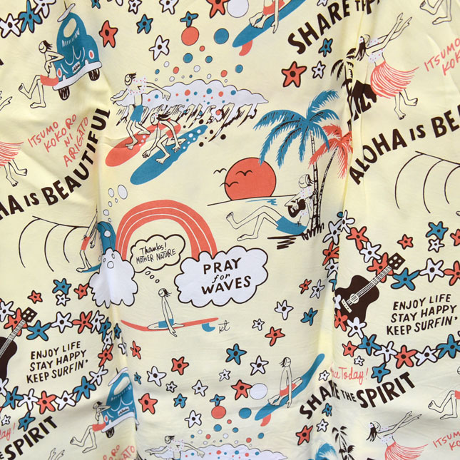 SUNSURF】KEONI OF HAWAII『POPS by KOJI TOYODA』レーヨン半袖アロハ