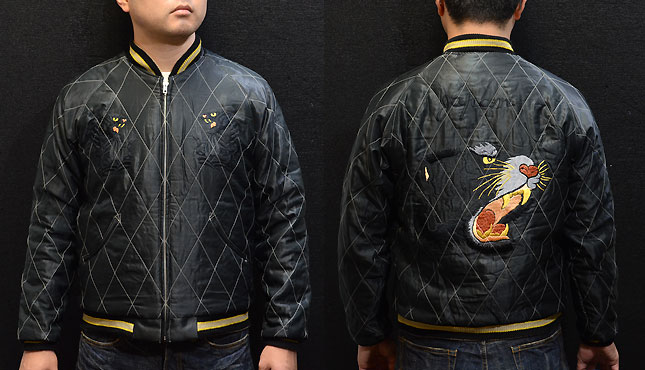 テーラー東洋スカジャン「WHITE EAGLE×BLACK TIGER」別珍×サテンキルト