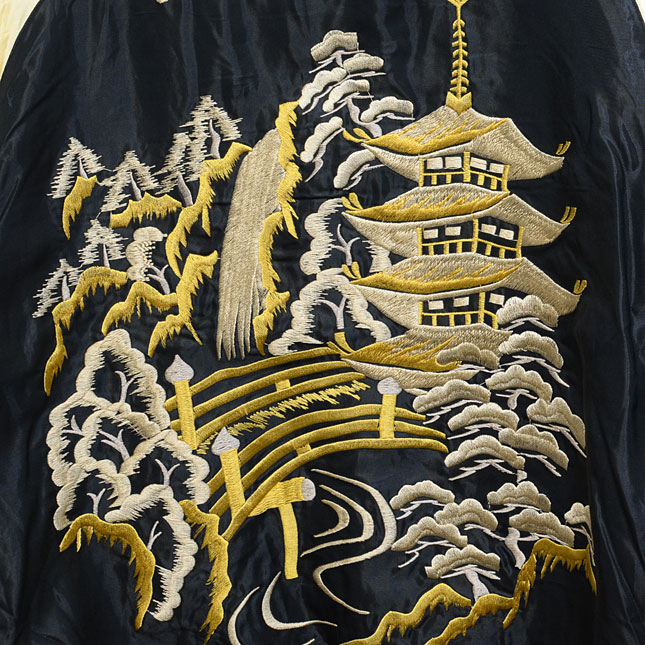 テーラー東洋スカジャン【WHITE DRAGON×LANDSCAPE】リバーシブルサテン