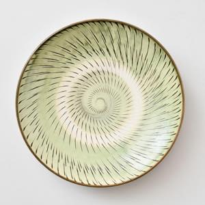 小鹿田焼 坂本工窯 八寸皿 飛び鉋 緑 ｜ みんげい おくむら （日本と