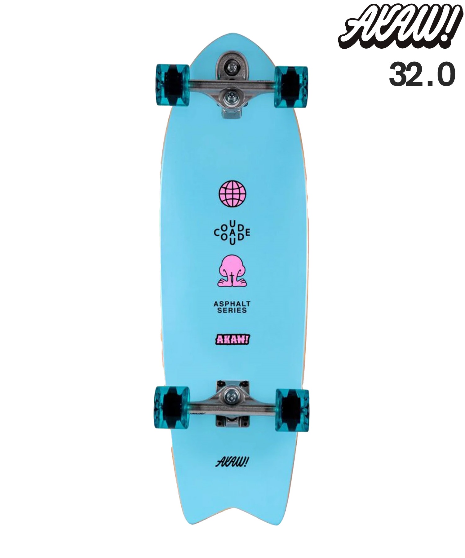 ロング スケートボード LAND SKATE AKAW アカウ CONCRETE WAVE BLUE