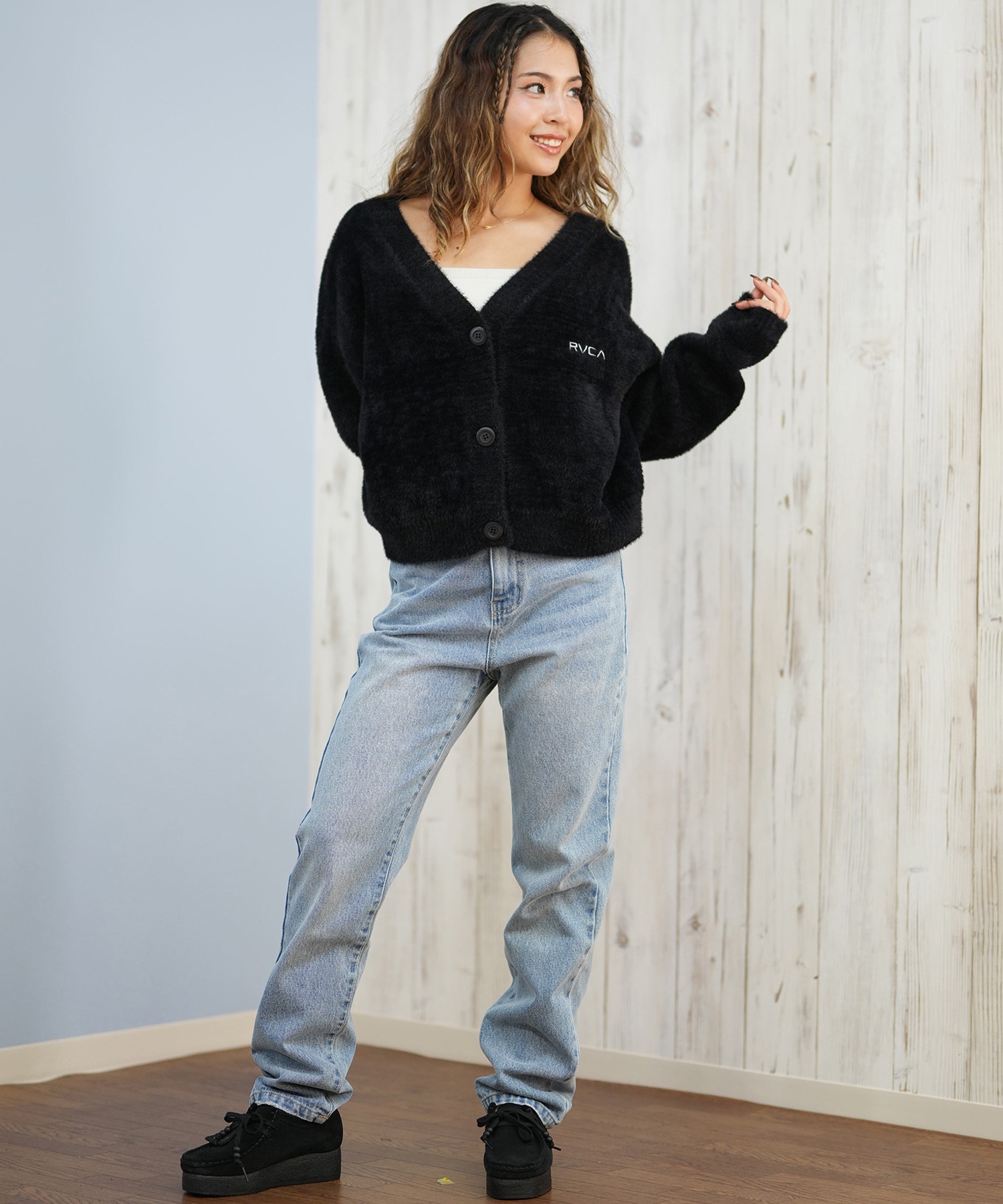 RVCA ルーカ ニット セーター カーディガン レディース バックプリント