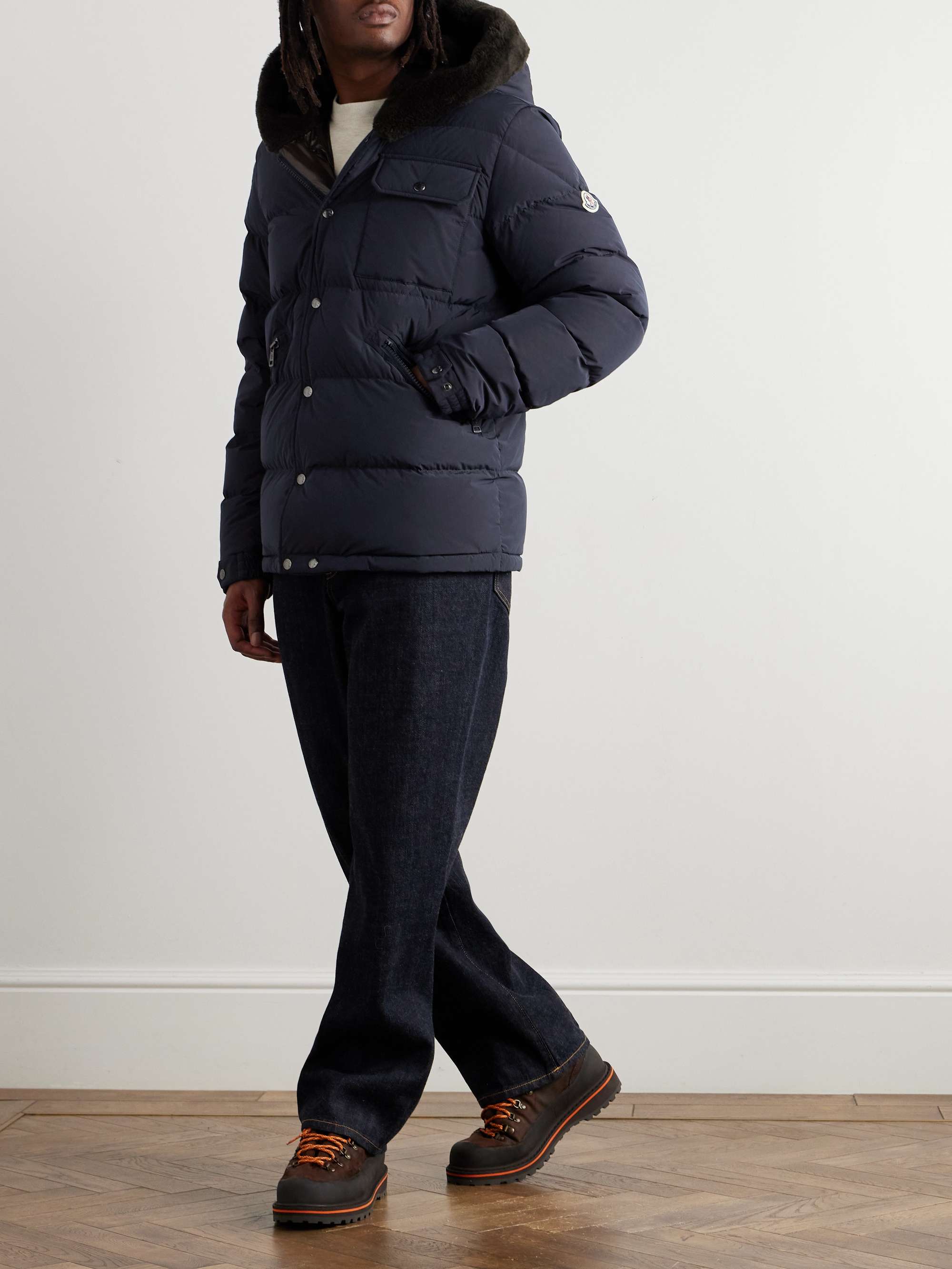 MONCLER Marcelettes Faux Shearling-Trimmed Quilted Shell Down