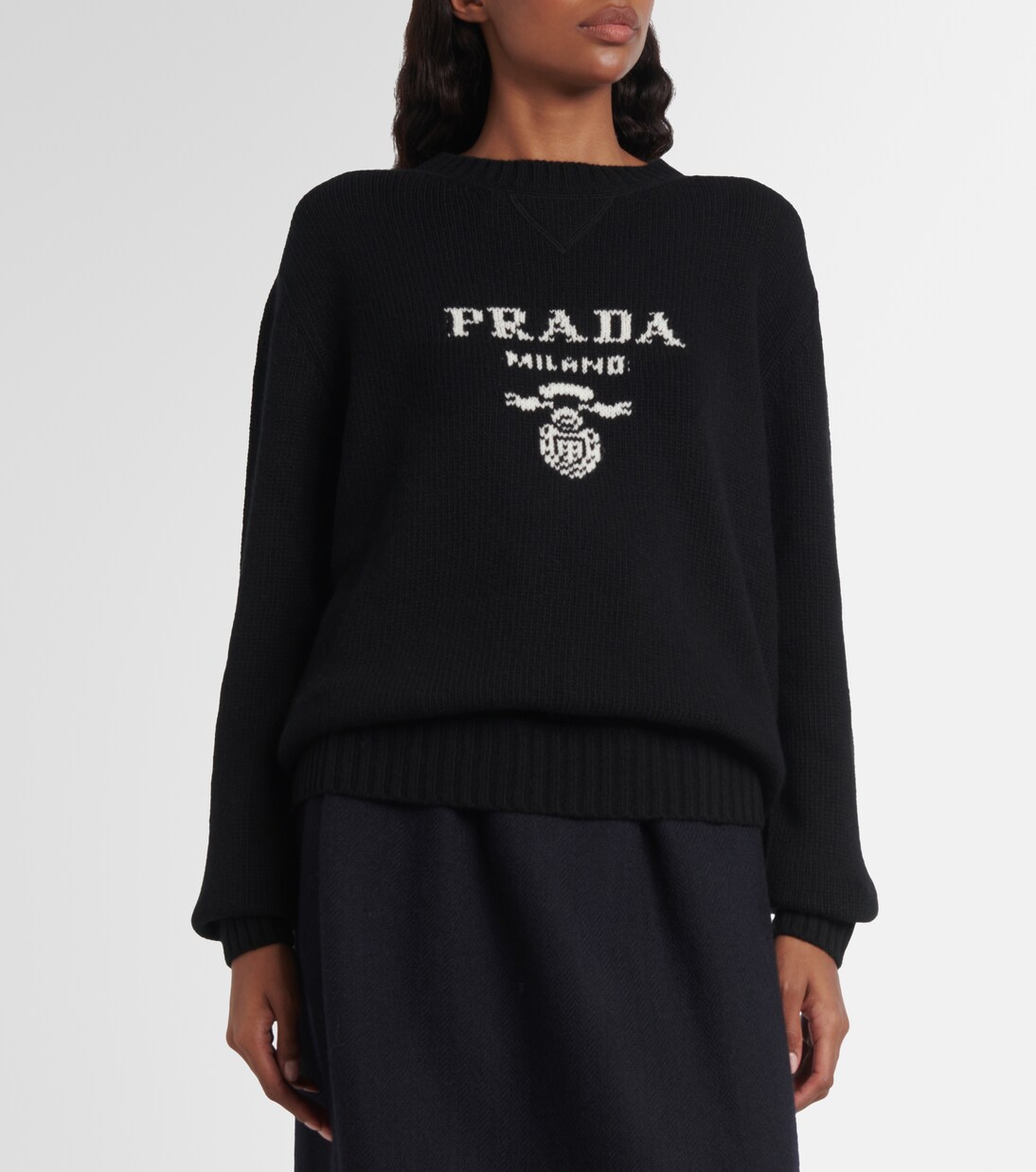 Logo wool and cashmere sweater in black - Prada | Mytheresa