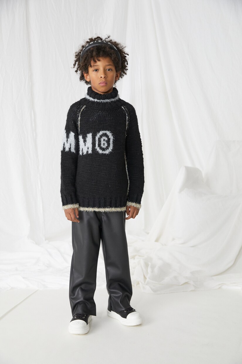 Logo turtleneck sweater in black - MM 6 Maison Margiela Kids