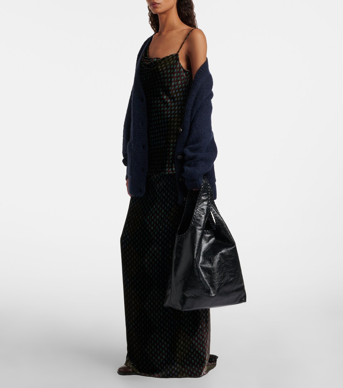 March Large leather tote bag in black - Dries Van Noten | Mytheresa