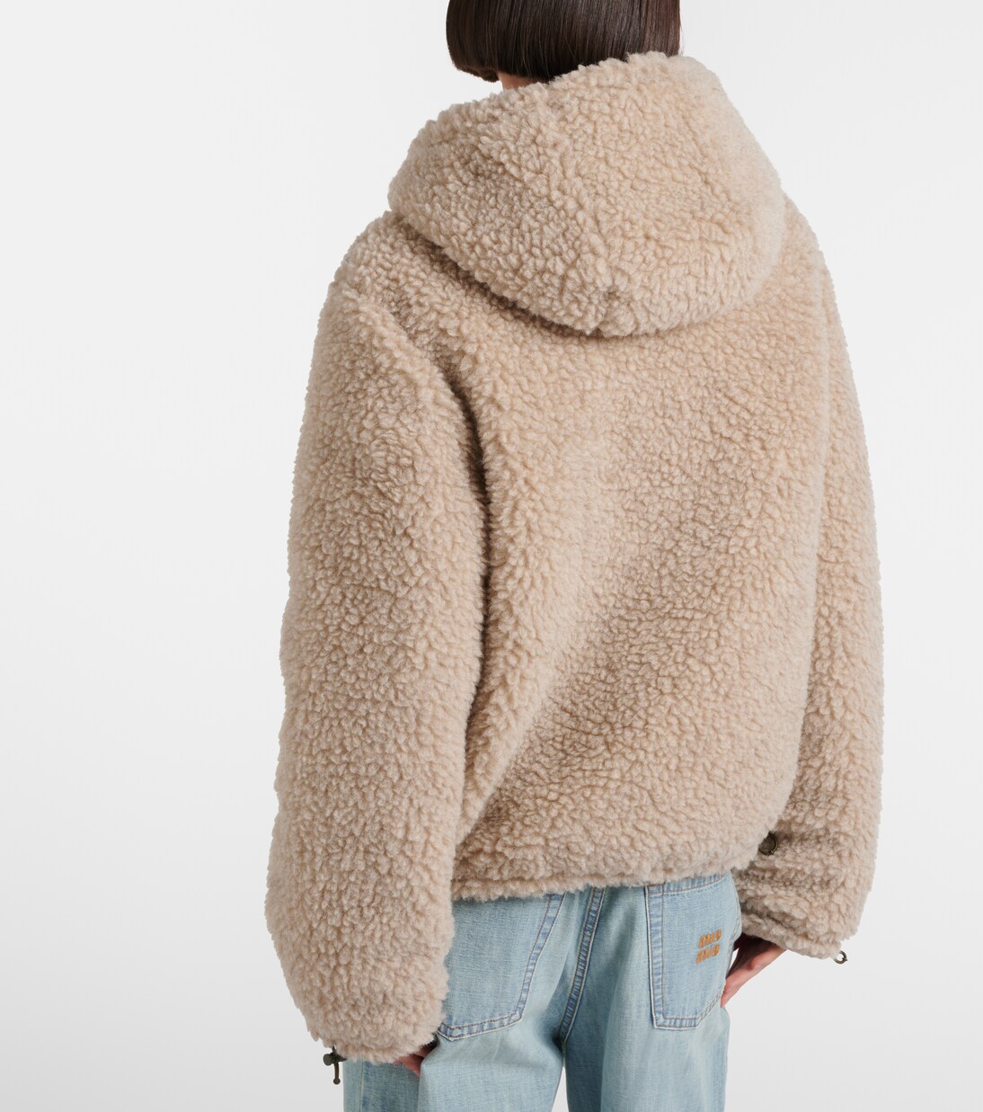 Wool-blend teddy down jacket in beige - Miu Miu | Mytheresa