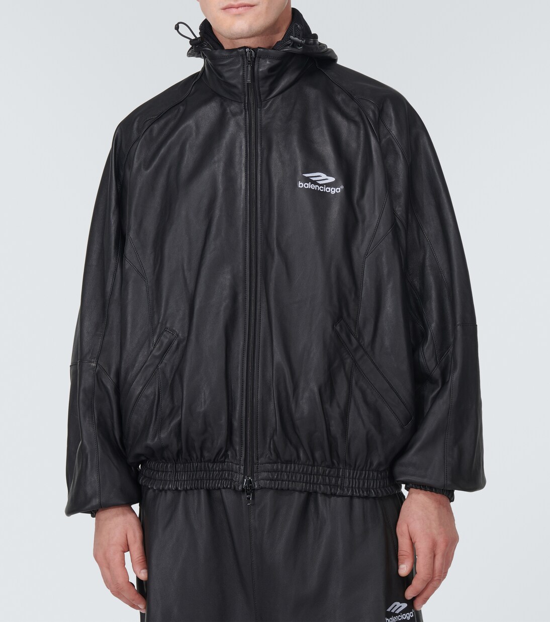 3B Sports Icon leather track jacket in black - Balenciaga | Mytheresa