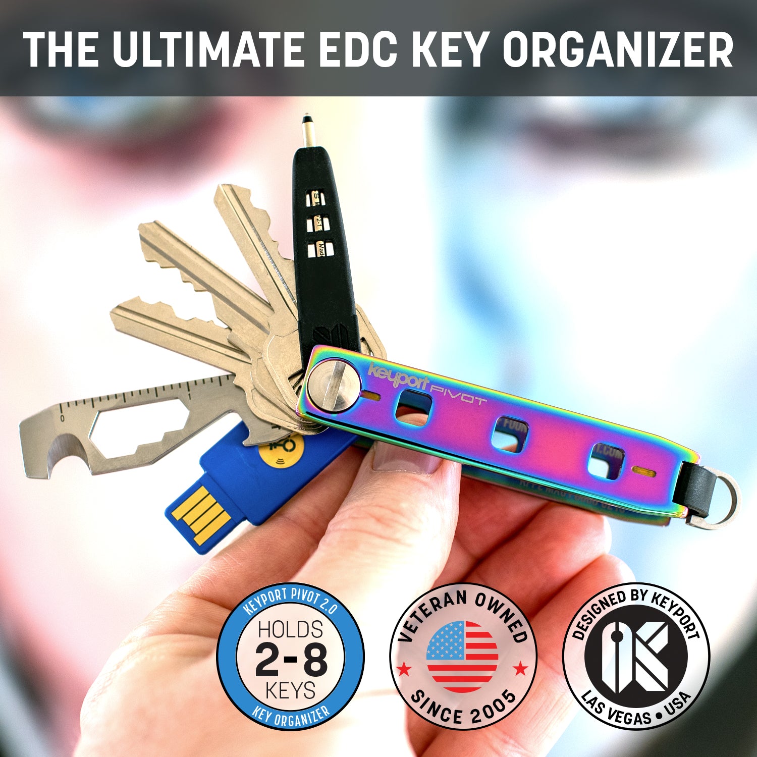 Stainless Steel Pivot 2.0 - Modern Key Holder | Keyport
