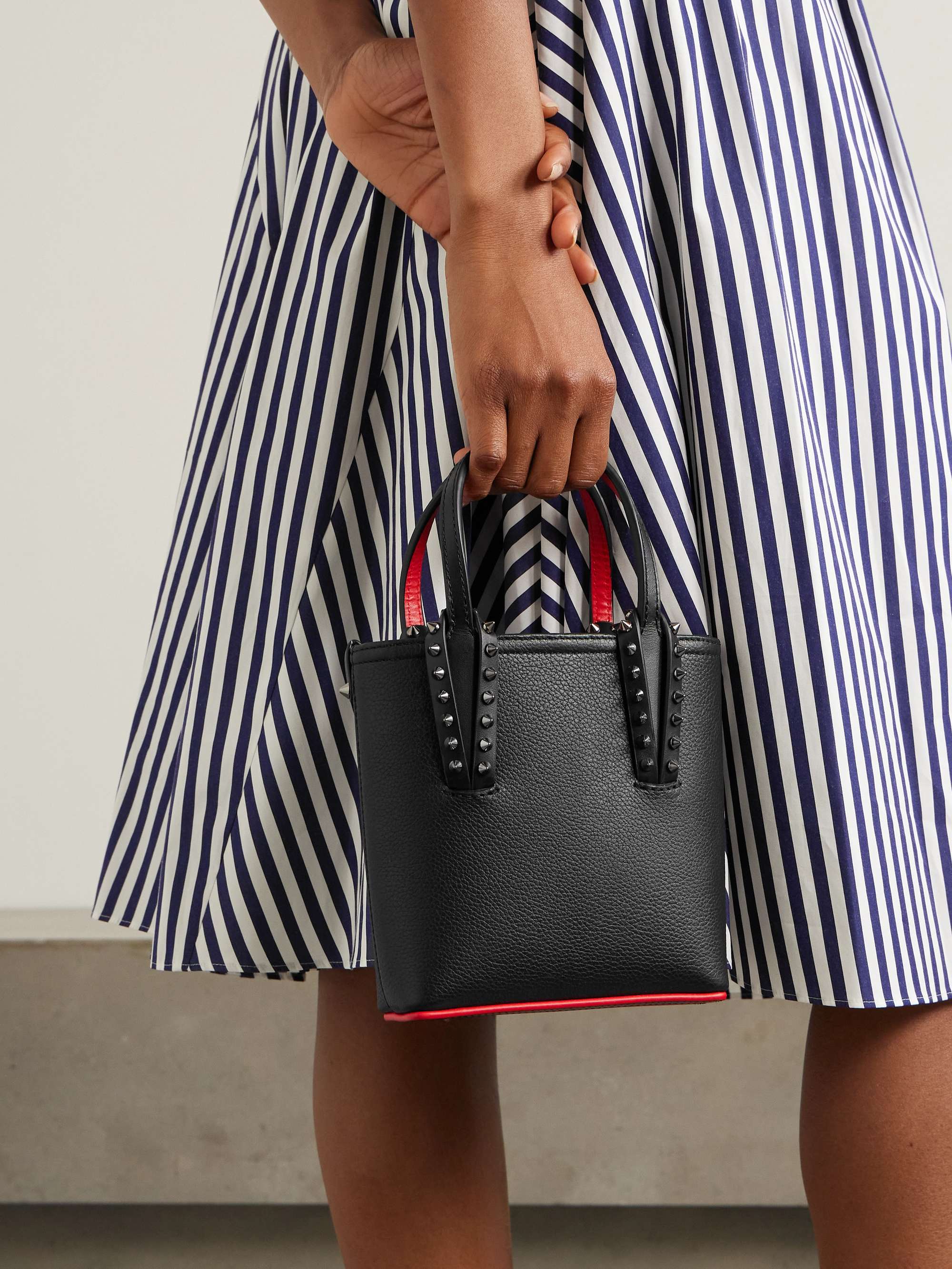 CHRISTIAN LOUBOUTIN Cabata mini spiked textured-leather tote | NET