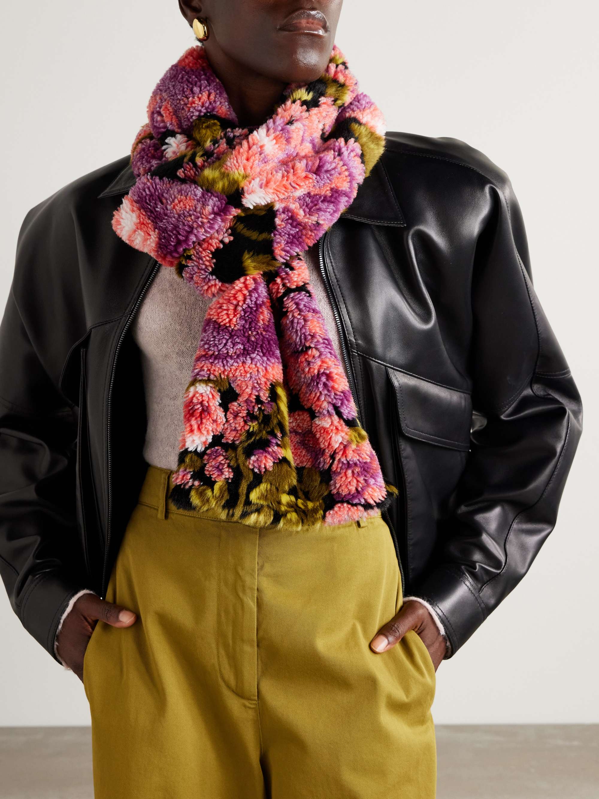 DRIES VAN NOTEN Floral-print plush scarf | NET-A-PORTER